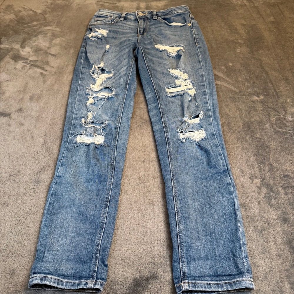 Garage Distressed Skinny Jeans Womens Size 0‎ Medium Wash Ripped Denim Pants